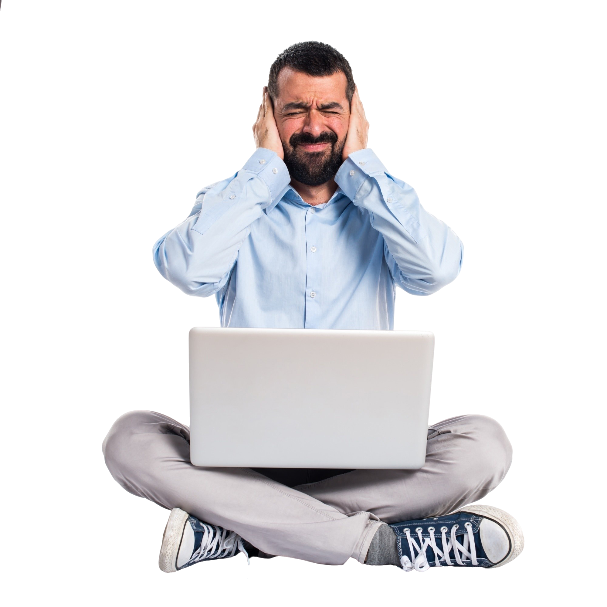 man frustrated on computer